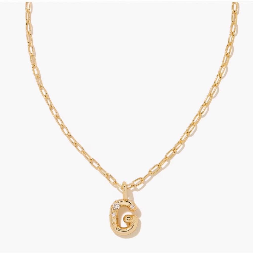 Kendra Scott -Crystal Letter G Gold Short Pendant Necklace with jewelry bag